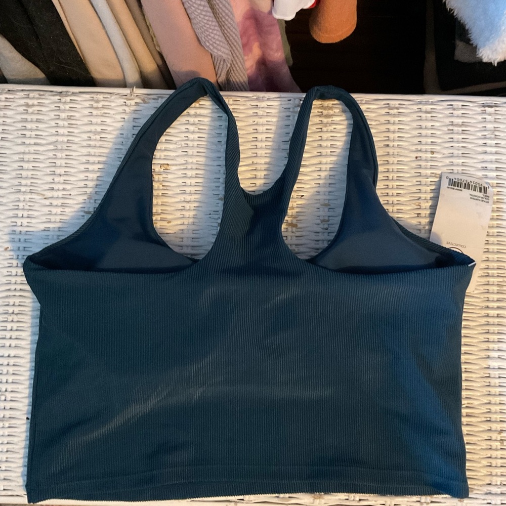 Sage Ribbed Racerback Sports Bra - Deep Blue - Picture 3 of 4